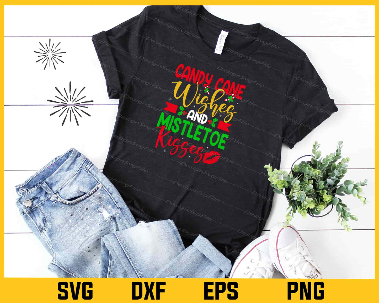 Candy Cane Wishes Mistletoe Kisses Christmas Svg Cutting Printable File - Premium Cutting Files in SVG, PNG & EPS Formats - Premium SVG Cutting Files for Crafts