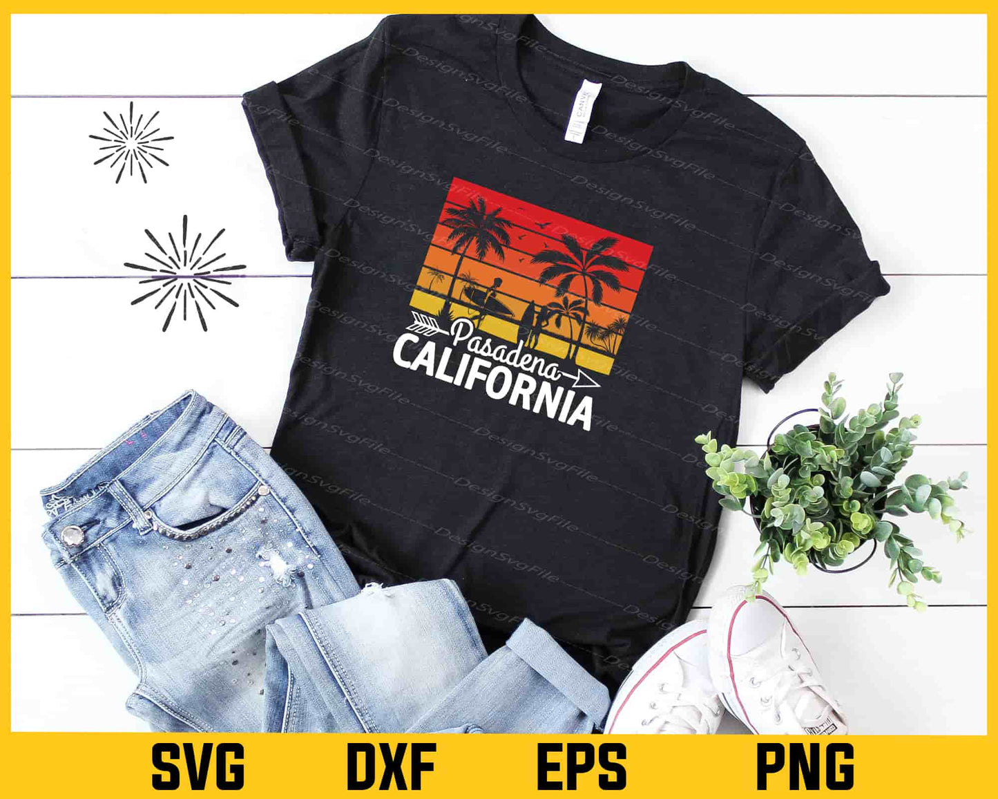 Pasadena California Surf Summer Svg Cutting Printable File - Premium Cutting Files in SVG, PNG & EPS Formats - Premium SVG Cutting Files for Crafts