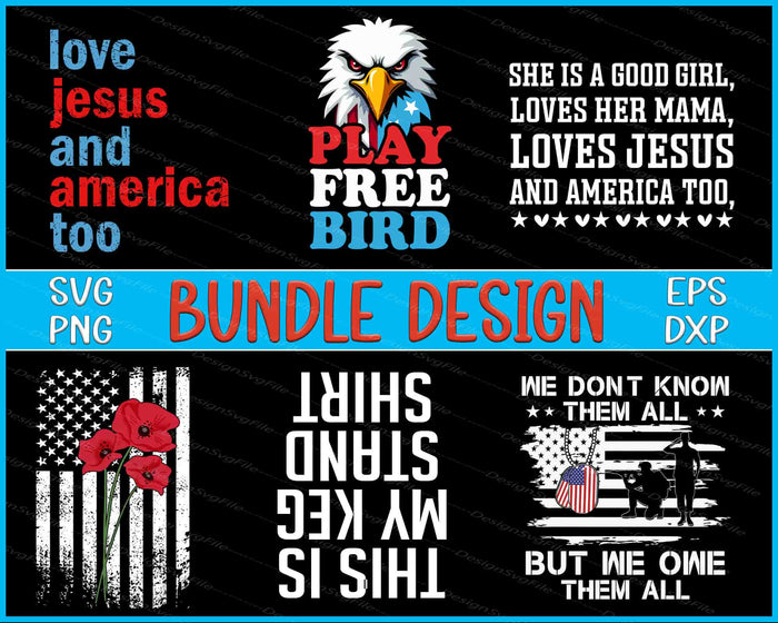 4th Of July Bundle SVG, American Flag PNG Memorial Day