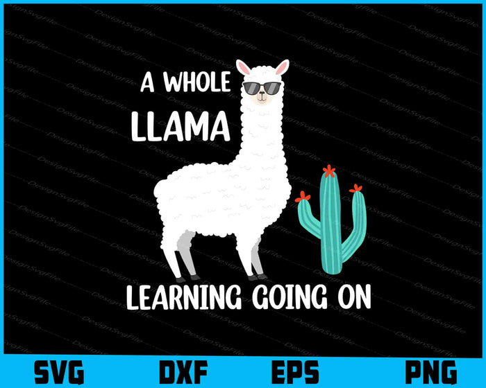Set of llama-themed designs with text and graphics on a black background