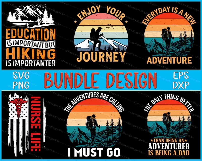 Adventure Bundle SVG, Hiking PNG