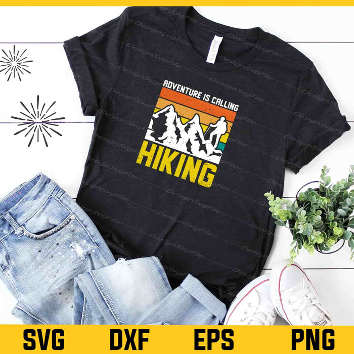 Adventure Is Calling Hiking Vintage Svg Cutting Printable File  - Premium Cutting Files in SVG, PNG & EPS Formats - Premium SVG Cutting Files for Crafts