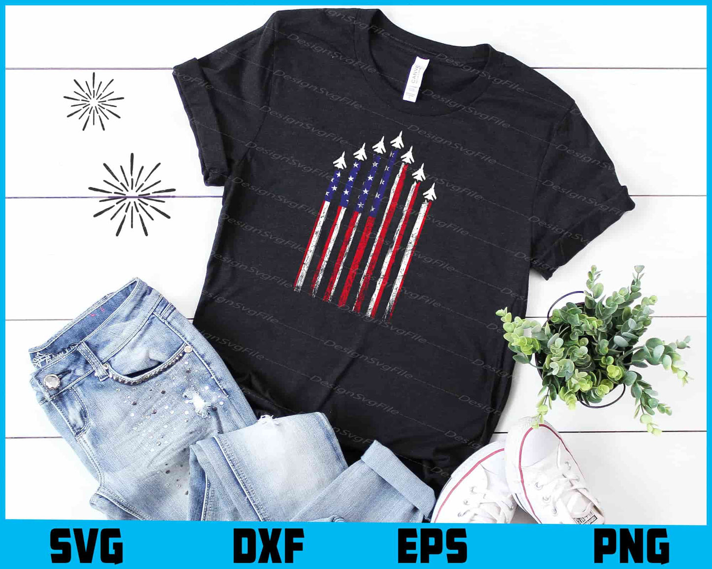 Air Force US Veterans 4th of July American Flag SVG