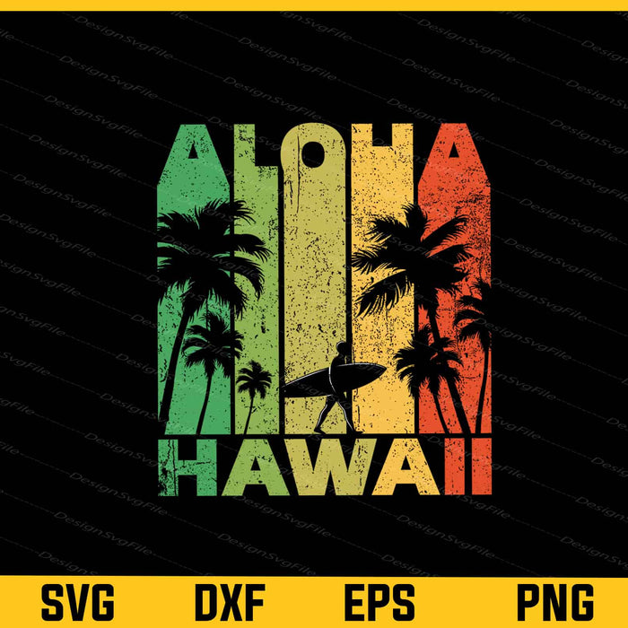 Aloha Hawaii Hawaiian Island Vintage Svg Cutting Printable File  - Premium Cutting Files in SVG, PNG & EPS Formats - Premium SVG Cutting Files for Crafts