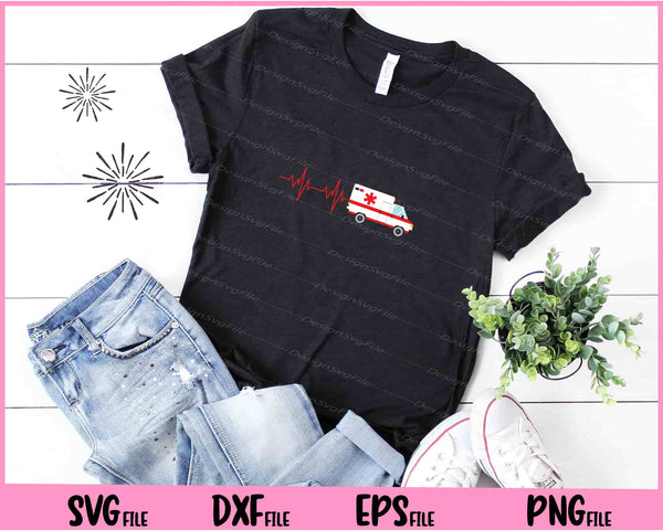 Ambulance Driver Heartbeat EKG Pulse Emergency Services Car t shirt