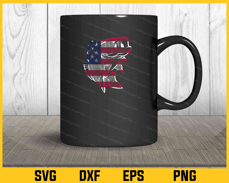 American Flag Bass Fishing mug