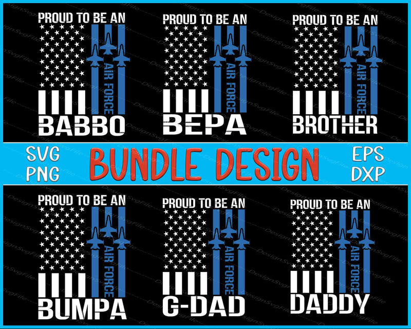 American Flag Bundle SVG, Air Force Daddy PNG
