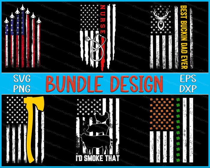 American Flag Bundle SVG, Lumberjack PNG