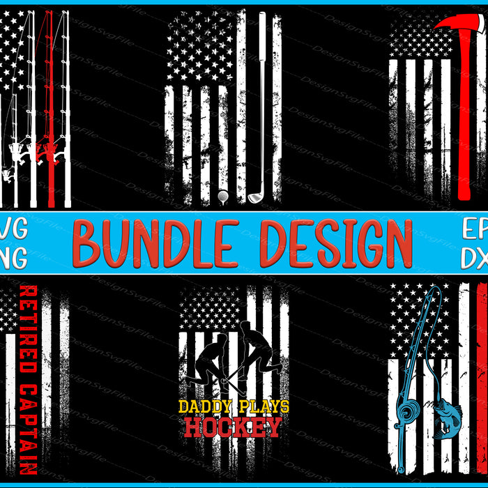 American Flag Bundle SVG, Retired Firefighter PNG