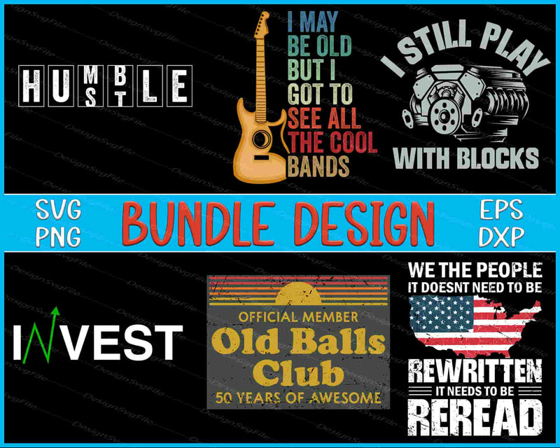Collection of graphic designs with text and symbols on a black background