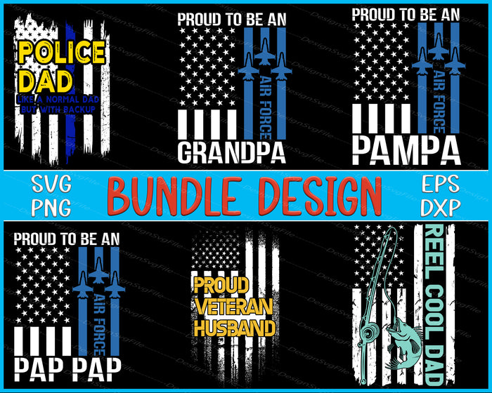 American Flag Bundle SVG, Veteran PNG