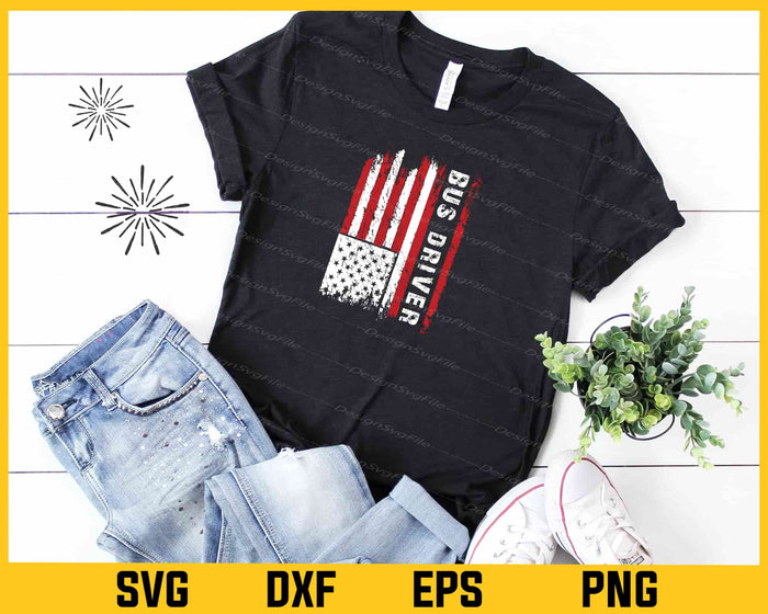 American Flag Bus Driver Svg Cutting Printable File  - Premium Cutting Files in SVG, PNG & EPS Formats - Premium SVG Cutting Files for Crafts