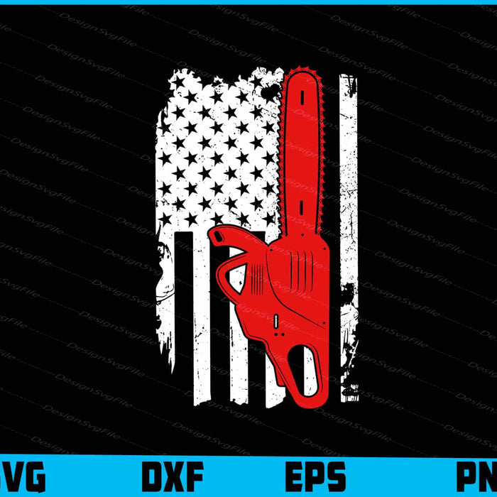 American Flag Chainsaw Tshirt, Lumberjack