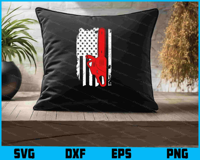 American Flag Chainsaw Tshirt, Lumberjack