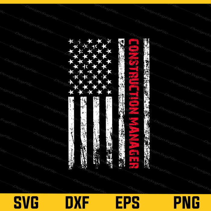 American Flag Construction Manager Svg Cutting Printable File  - Premium Cutting Files in SVG, PNG & EPS Formats - Premium SVG Cutting Files for Crafts