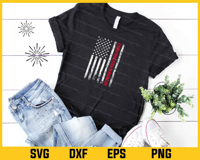 American Flag Construction Manager Svg Cutting Printable File  - Premium Cutting Files in SVG, PNG & EPS Formats - Premium SVG Cutting Files for Crafts