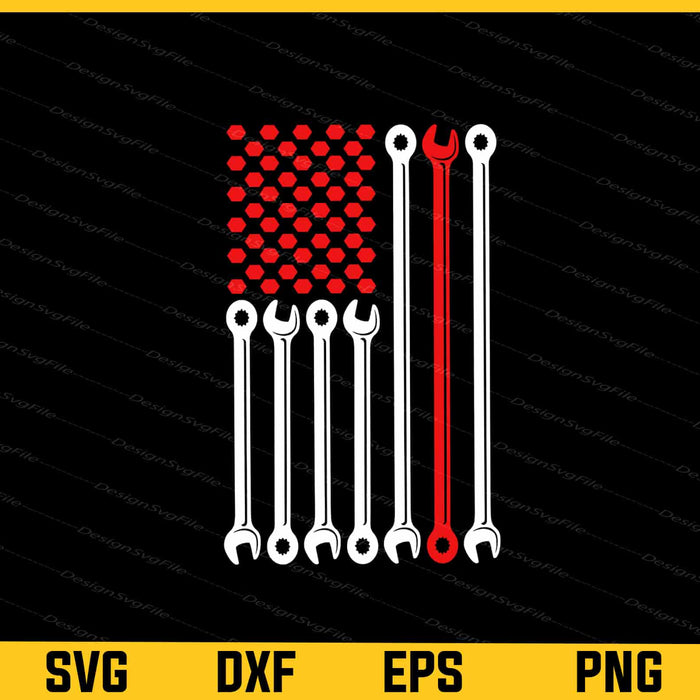 American Flag Mechanical Spanner Svg Cutting Printable File  - Premium Cutting Files in SVG, PNG & EPS Formats - Premium SVG Cutting Files for Crafts