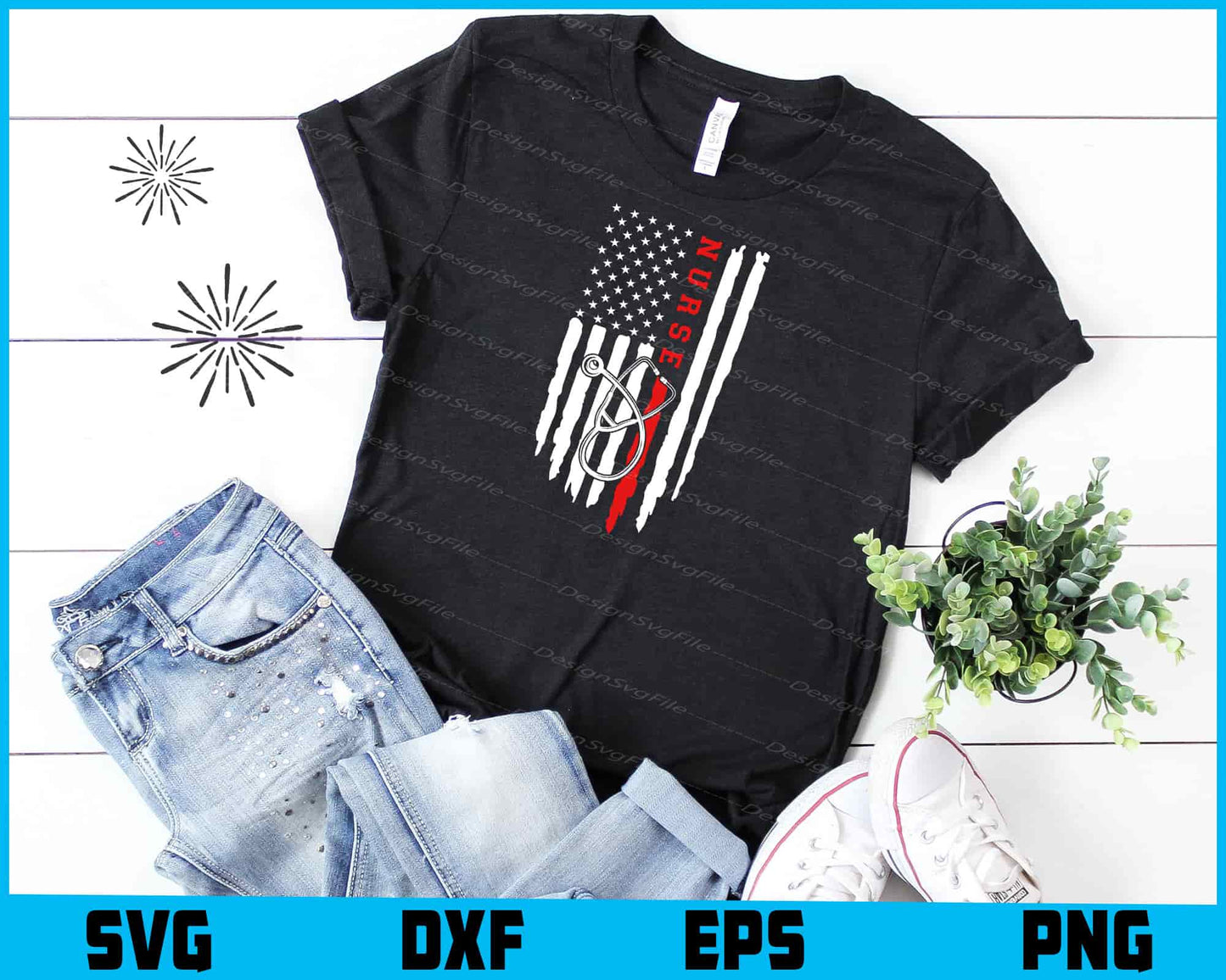 American Flag Nurse SVG, US America Shirt