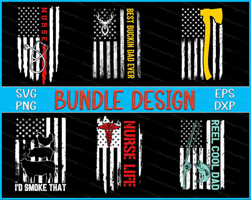 American Flag Nurse Bundle SVG, Lumberjack SVG