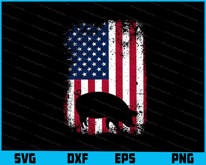 American Flag Pig SVG