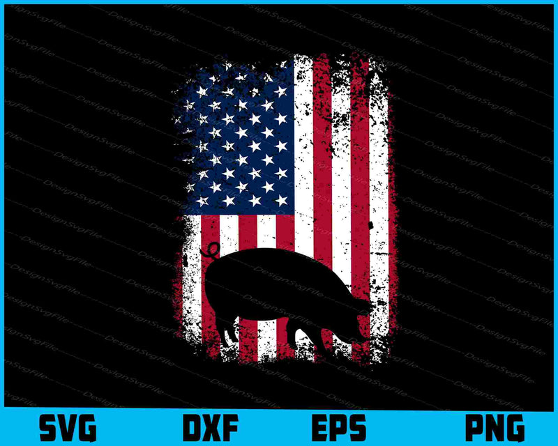 American Flag Pig SVG