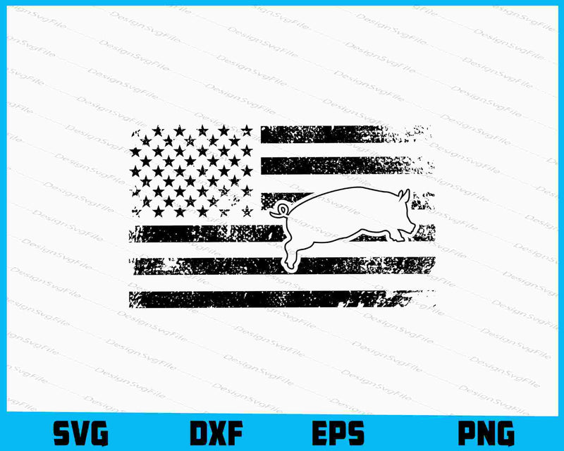 American Flag Pig SVG, Show Pig SVG, Pig PNG
