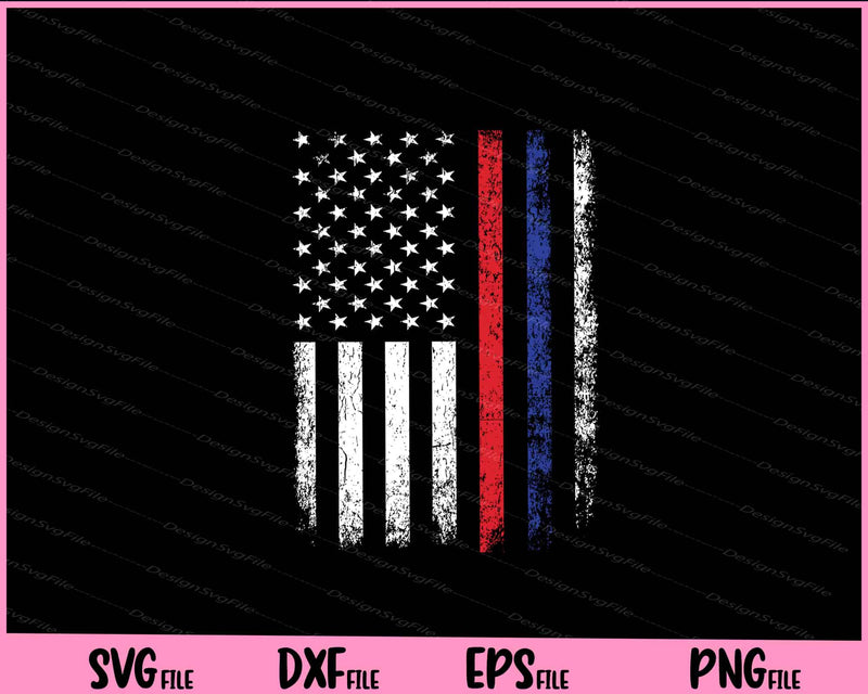 American Flag Red Blue Thin Line Apparel Firefighter Police svg