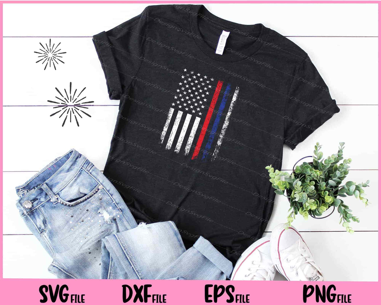 American Flag Red Blue Thin Line Apparel Firefighter Police Svg Cutting Printable File  - Premium Cutting Files in SVG, PNG & EPS Formats - Premium SVG Cutting Files for Crafts