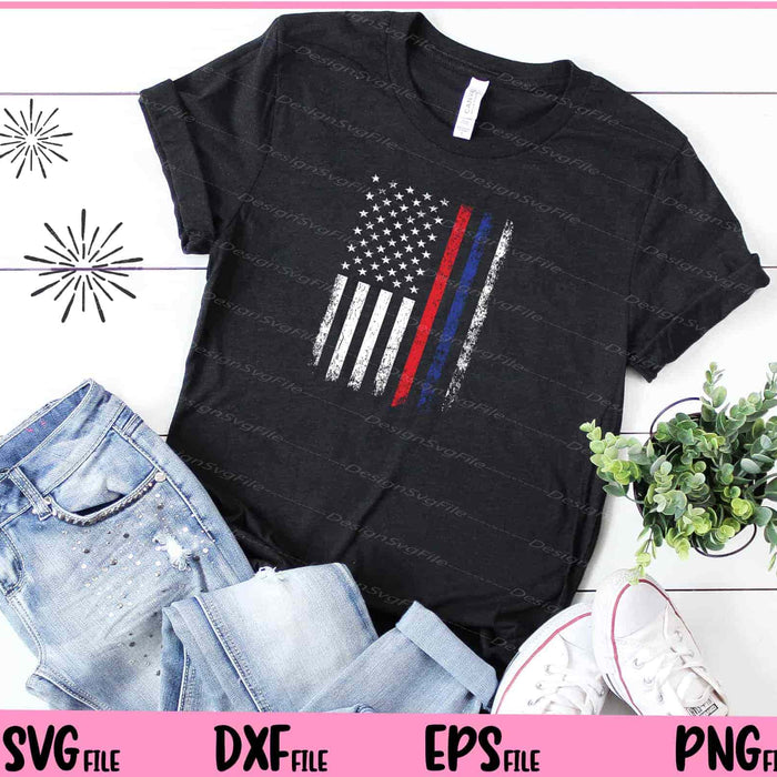 American Flag Red Blue Thin Line Apparel Firefighter Police Svg Cutting Printable File  - Premium Cutting Files in SVG, PNG & EPS Formats - Premium SVG Cutting Files for Crafts