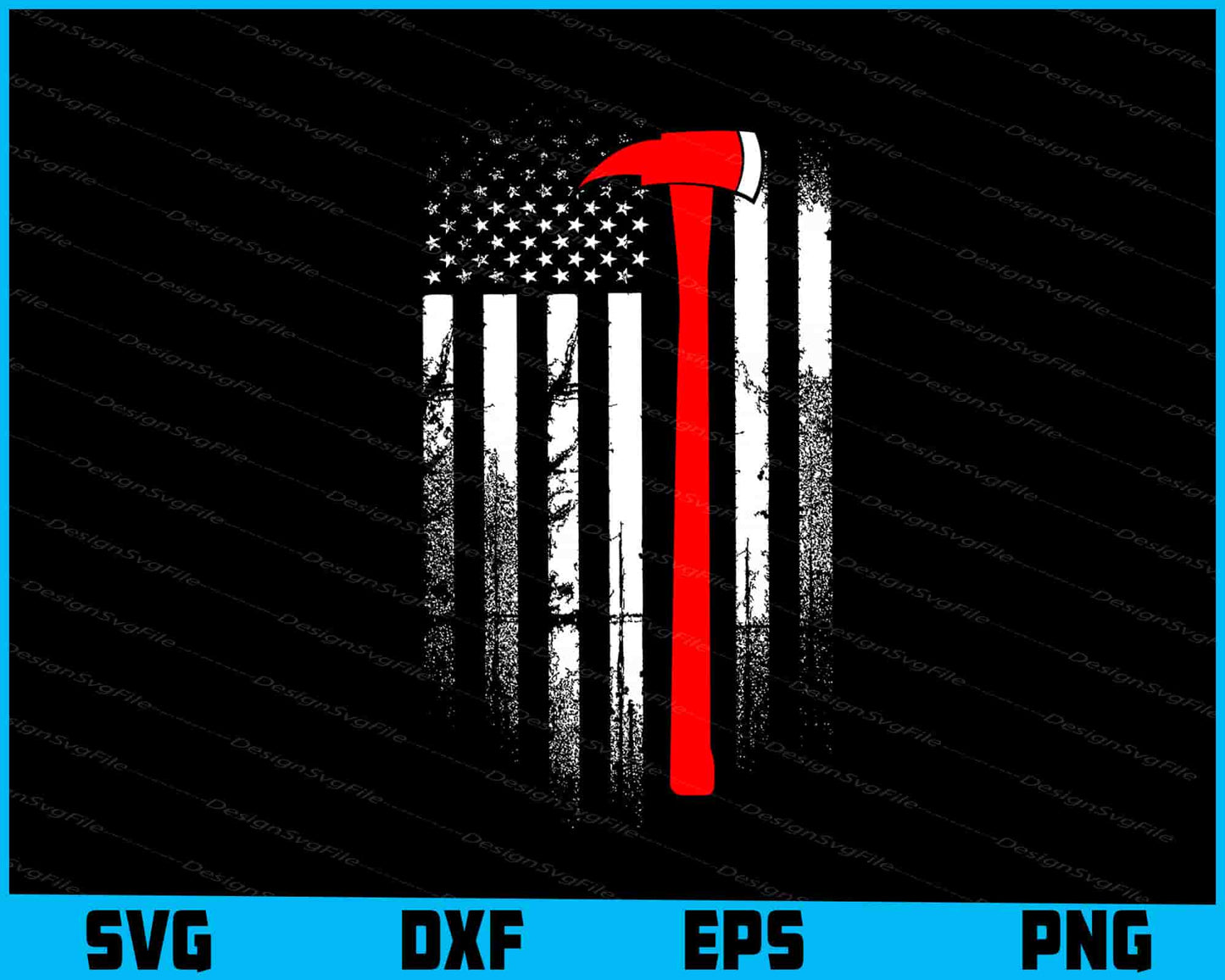 American Flag Red Line Firefighter SVG, USA Flag