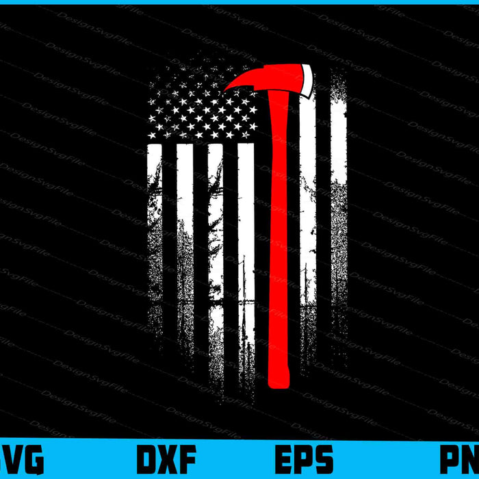 American Flag Red Line Firefighter SVG, USA Flag