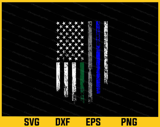 American Flag Thin Green, Gray, Blue Line Svg Cutting Printable File  - Premium Cutting Files in SVG, PNG & EPS Formats - Premium SVG Cutting Files for Crafts