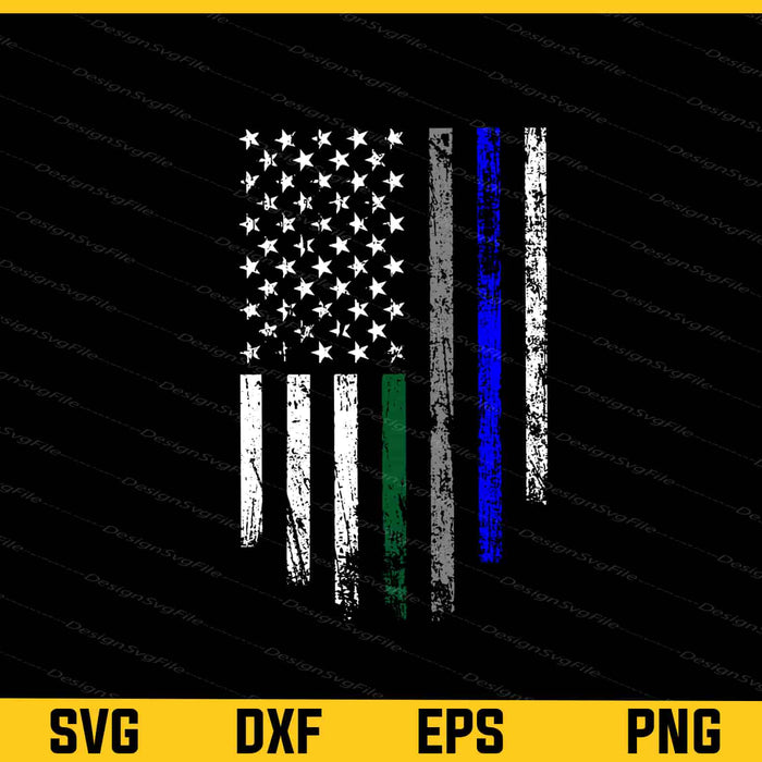 American Flag Thin Green, Gray, Blue Line Svg Cutting Printable File  - Premium Cutting Files in SVG, PNG & EPS Formats - Premium SVG Cutting Files for Crafts