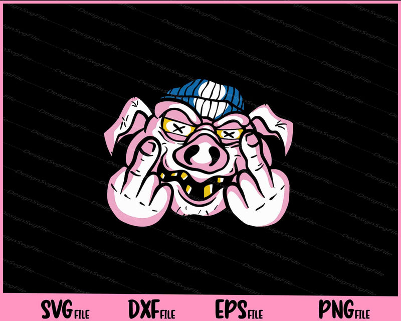 Angry Pig Middle Finger svg