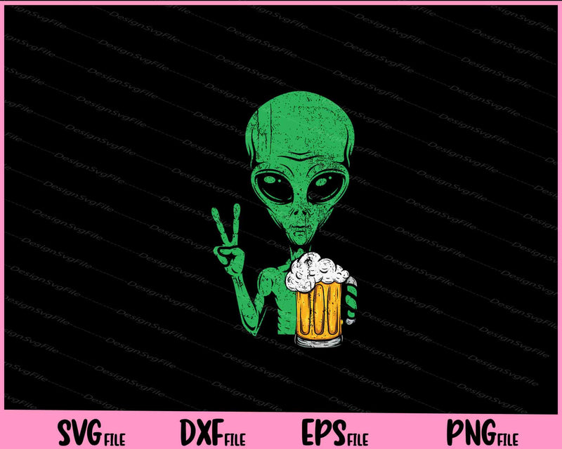 Area-51 Alien Beer Peace Sign Lazy Drinking Halloween svg