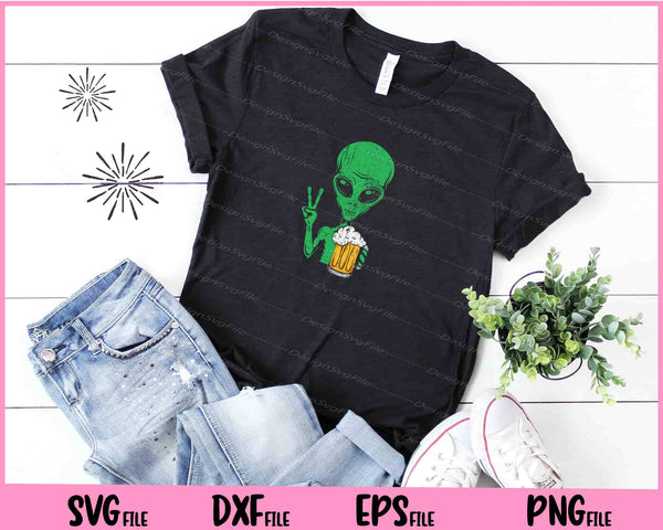 Area-51 Alien Beer Peace Sign Lazy Drinking Halloween t shirt