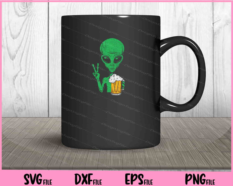 Area-51 Alien Beer Peace Sign Lazy Drinking Halloween mug