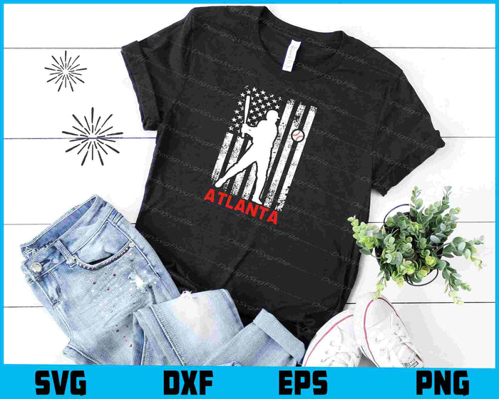 Atlanta American Flag Baseball SVG