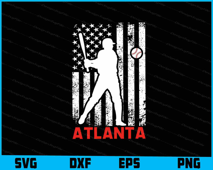 Atlanta American Flag Baseball SVG