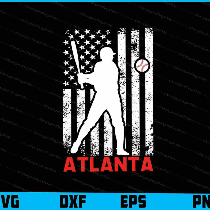 Atlanta American Flag Baseball SVG