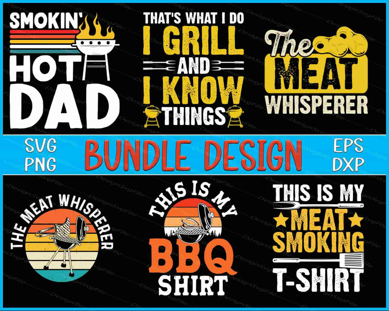 BBQ Bundle SVG Smocking Hot Dad PNG