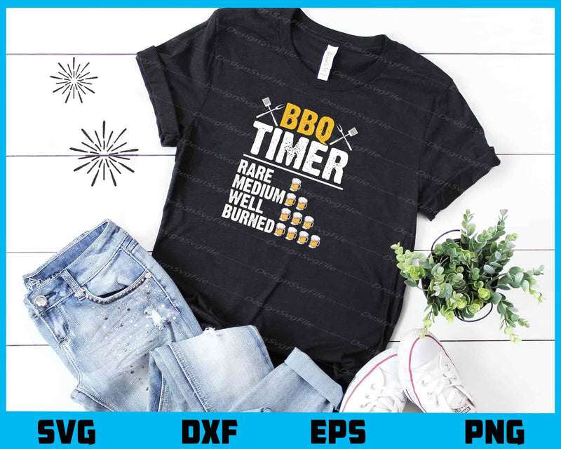 BBQ Timer Beer Vintage Retro t shirt