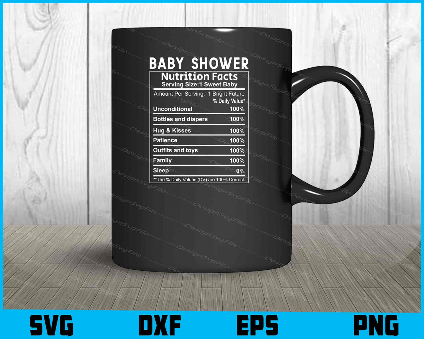 Baby Shower Nutrition Facts SVG PNG Printable File