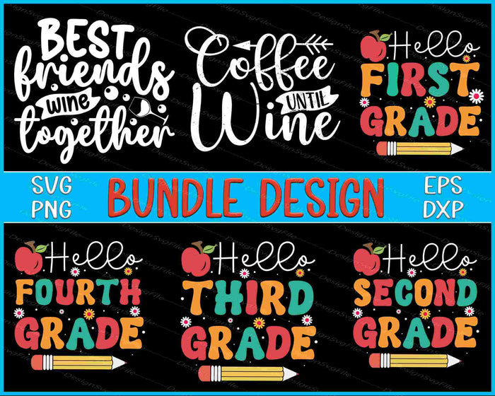 Back To School Bundle SVG, Coffee PNG