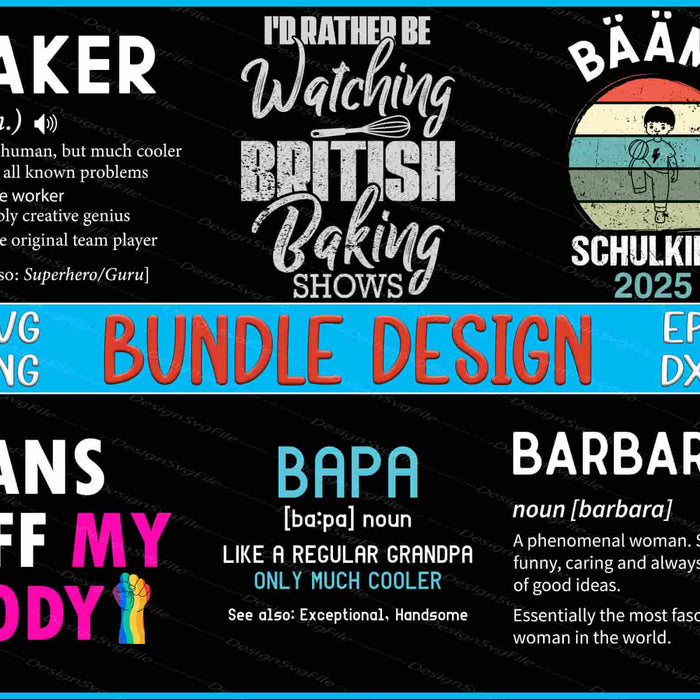Collection of text-based graphics with various phrases and definitions on a black background.