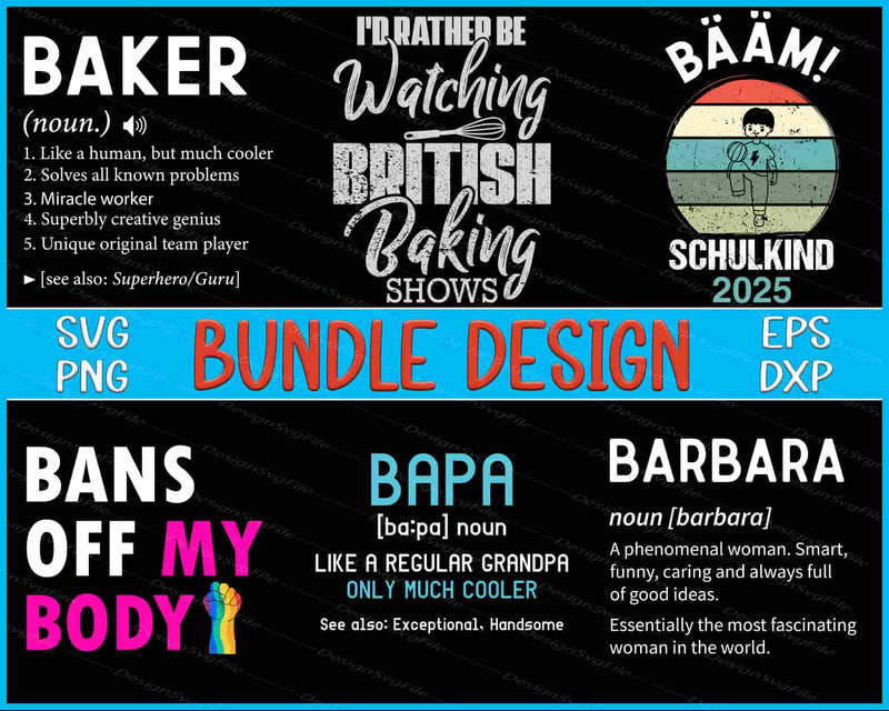 Collection of text-based graphics with various phrases and definitions on a black background.
