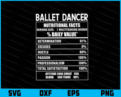 Ballet Dancer Nutrition Facts SVG PNG File