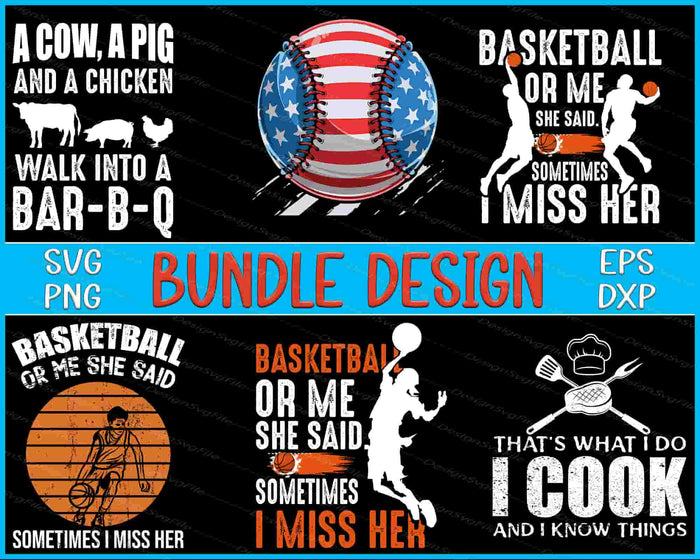 Collection of sports-themed graphics with text and icons on a black background.