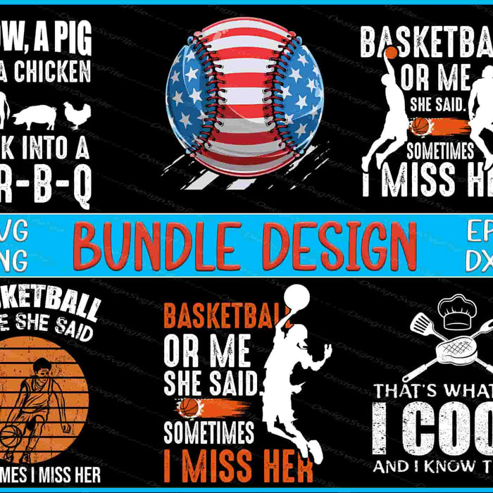 Collection of sports-themed graphics with text and icons on a black background.