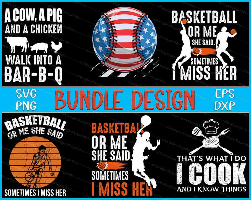 Collection of sports-themed graphics with text and icons on a black background.
